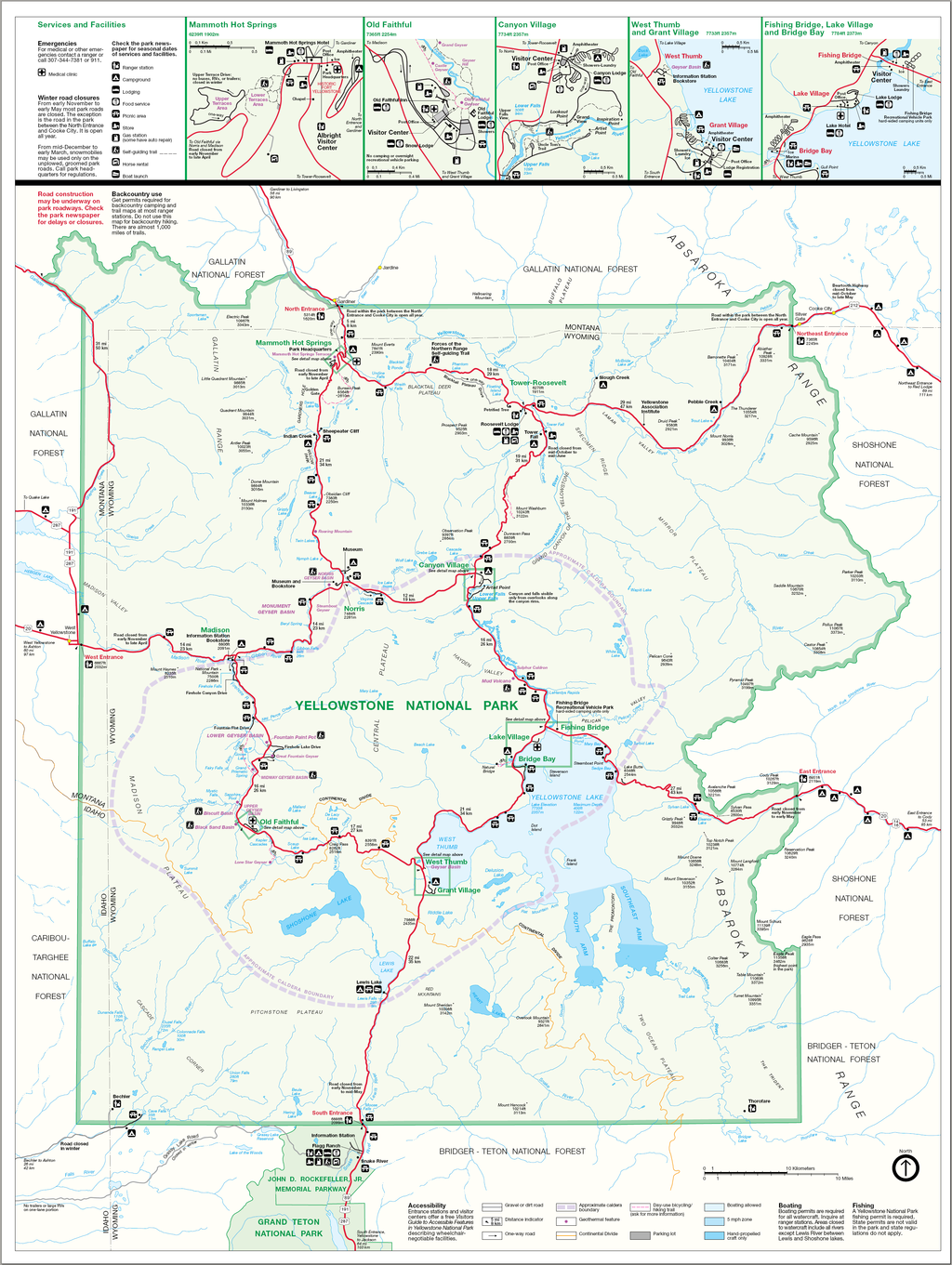 Offizielle Karte des Yellowstone Park