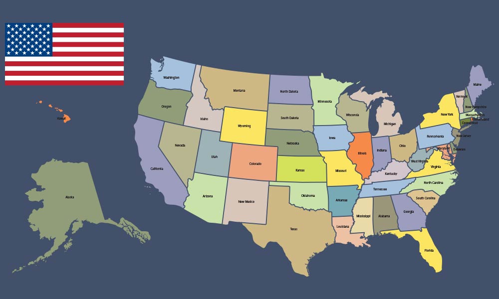 50 Bundesstaaten – Kalifornien, Florida, Iowa